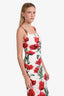 Dolce & Gabbana White/Pink Floral Print Ruched Midi Dress Size 42