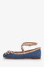 Valentino Denim/Nude Leather Rockstud Ballerina Flats Size 37