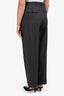 Dries Van Noten Grey Cotton Wool Belted Cuffed Trousers Size 36
