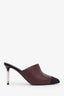 Pre-loved Chanel™ 2020 Burgundy Leather Cap-Toe Interlocking CC Logo Mules Size 37C