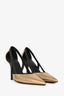 Brunello Cucinelli Metallic Gold/Black Leather Pointed Toe Cut Out Heels Size 36.5