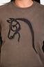 Hermès Brown Cotton and Leather Embroidered Horse Graphic Crewneck Sweatshirt Size L