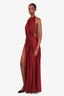 Mirror Palais Burgundy Silk Halter Neck Maxi Dress Size XXS
