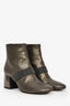 Brunello Cucinelli Grey Leather Metallic Beaded Ankle Boots Size 36