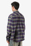 Off-White Purple/Blue Check Flannel Oversized Shirt Jacket Size S Men's