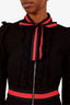 Gucci Black Jersey Web Stripe Ruffled Zipper Midi Dress Size M