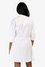 Valentino White Cotton Poplin Mesh Sequin Embellished Shirt Dress Size 40