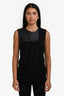 Gucci Black Leather Detail Sleeveless Top Size S