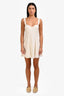Solid And Striped White Linen Blend Mini Dress Size M