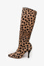 Manolo Blahnik Brown/Black Pony Hair Kitten Heel Knee High Boots Size 36.5