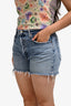 Agolde Light Blue Frayed Hem Denim Shorts Size 31
