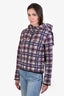 Pre-loved Chanel™ Beige/Blue Plaid Hooded Puffer Jacket Size 36
