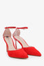 Stuart Weitzman Red Suede Crystal Embellished Shine 85 Heels Size 6.5