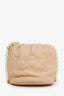 Pre-loved Chanel™ 2021 Beige Leather Mini About Pearls Drawstring Bucket Bag
