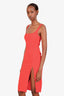Reformation Orange Square Neck Slit Midi Dress Size 0