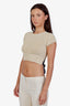 Lovers and Friends Beige Short Sleeve Cropped Sweater Size XS
