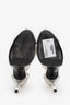 Pre-loved Chanel™ Black/White Leather Pearl CC Platform Heels Size 39