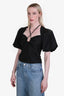 Frame Black Cotton Puff Sleeve 'Tie-Neck' Top Size XS