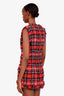 Balmain Red/Black Tweed Wool Mohair Sleeveless Mini Dress Size 42