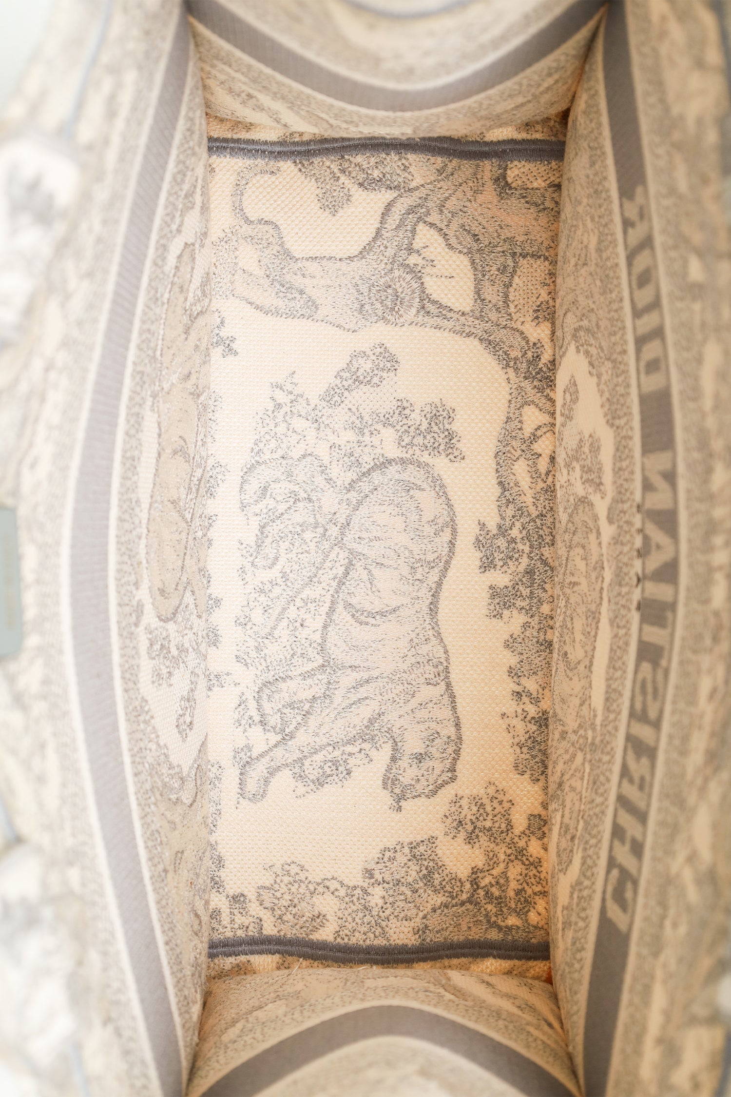 Christian Dior 2020 Grey Canvas Toile de Jouy Embroidered Medium