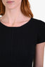 Hermès Black Silk Cotton Knit Ribbed Short Sleeve T-Shirt Size 34
