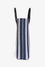 Mansur Gavriel Blue/White Striped Canvas Tote with Strap