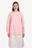 Red Valentino Pink Cotton With Lace Hem Oversized Crewneck Sweater Size S