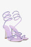 Rene Caovilla Purple Crystal Embellished Ankle Wrap Heels Size 6