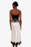 Saint Laurent Champagne/Black Silk Lace Knee-Length Dress Size 38
