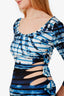 Jean Paul Gaultier Blue Sailor Printed 3/4 Sleeve Cut Out Dress Size S