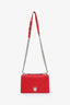 Christian Dior 2016 Red Grained Leather Small 'Diorama' Flap Bag