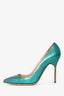 Manolo Blahnik Metallic Teal Patent Leather Heels Size 38