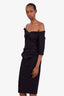 Greta Constantine Black Off The Shoulder Midi Dress Size M