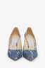 Jimmy Choo Black/White Canvas Printed Pointed Toe Heels Size 38