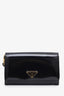 Prada Black Brushed Leather Triangle Logo Wallet
