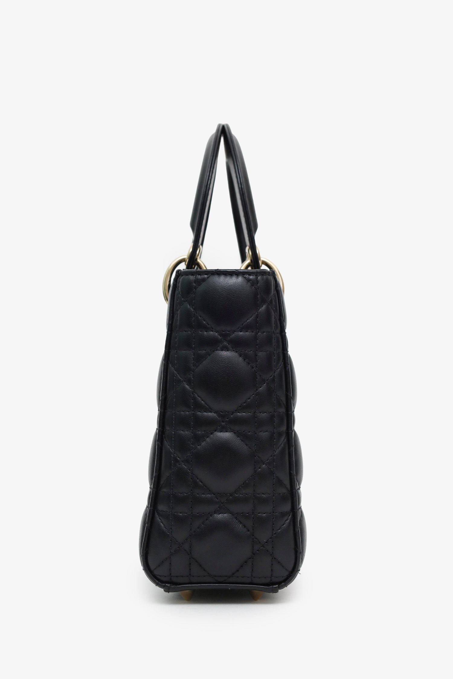 Christian Dior 2019 Black Leather Small Lady Dior Bag With Strap