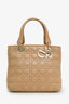 Christian Dior 2010 Beige Cannage Leather Soft Lady Dior Tote