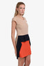 Stella McCartney Beige/Orange Silk Short Sleeve Mini Dress Size M