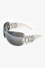 Bvlgari Grey Crystal Embellished Shield Sunglasses