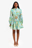 Zimmermann Blue/Green Linen Belted Mini Dress Size 1