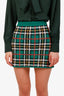 Miu Miu Green Plaid Tartan Knit Mini Skirt Size 36