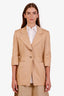 Christian Dior Vintage Runway Camel Lace Up Short Sleeve Blazer Estimated Size S
