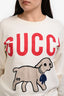 Gucci Cream/Red Dog Graphic Embellished Sweatshirt Est Size L