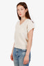 Hermès SS23 Cream Wool Textured V-neck Short Sleeve Sweater Size 34
