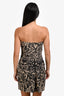 Acne Studios Beige/Black Strapless Patterned Mini Dress Size 38