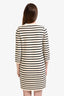 Theory Cream/Black Striped Midi Dress Size S