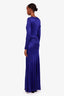 Galvan London Blue V-Neck Long Sleeve Draped Maxi Dress Size US 10