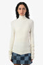 Bottega Veneta 2019 Cream Ribbed Knit Long Sleeve Turtleneck Top Size 42