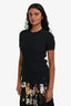 Pre-loved Chanel™ Black Ribbed Cotton Silk Knit Short Sleeve Top Size 42