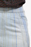 Pre-Loved Chanel™ 2018 Blue/Yellow Denim Light Wash Striped A-Line Midi Skirt Size 40